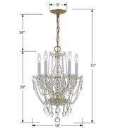Crystorama Traditional Crystal 5 Light Hand Cut Crystal Polished Brass Mini Chandelier