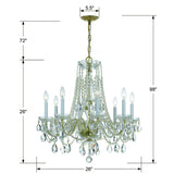 Crystorama Traditional Crystal 8 Light Hand Cut Crystal Polished Brass Chandelier