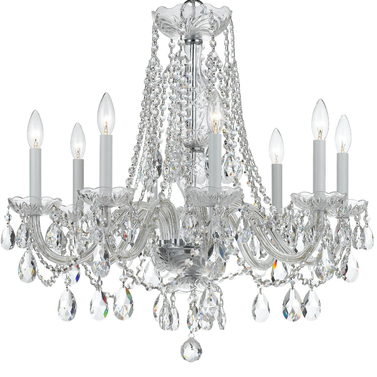 Crystorama Traditional Crystal 8 Light Hand Cut Crystal Polished Chrome Chandelier