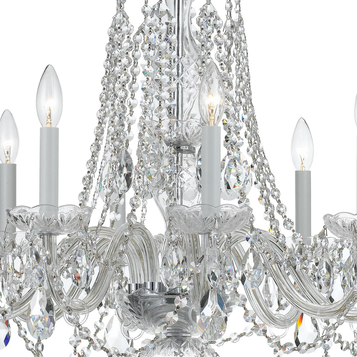 Crystorama Traditional Crystal 8 Light Hand Cut Crystal Polished Chrome Chandelier