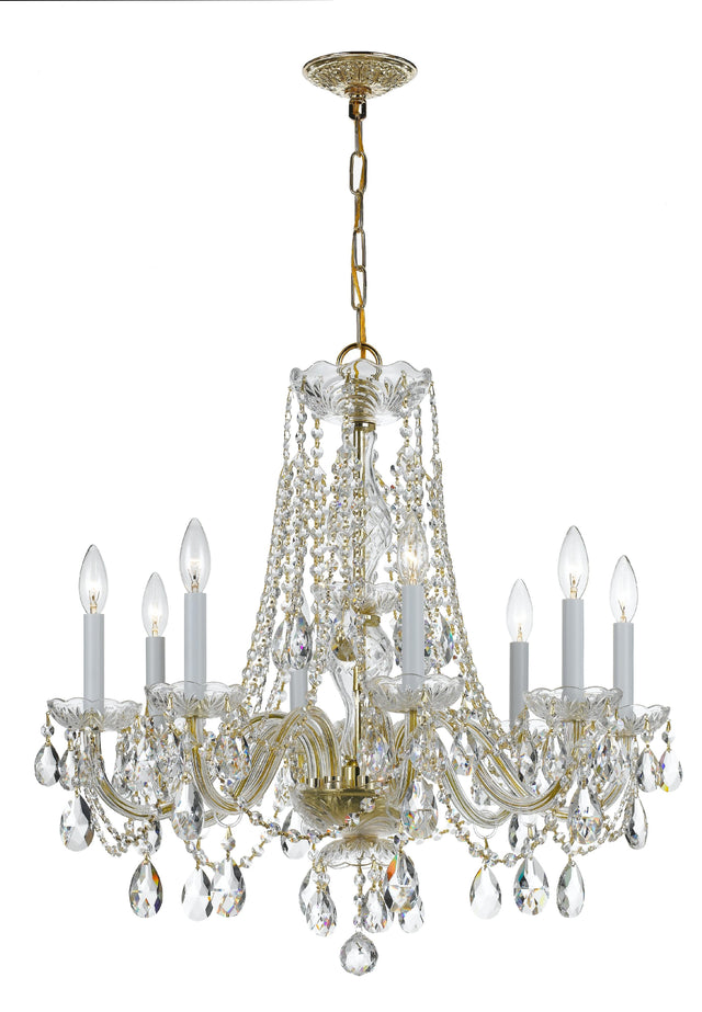 Crystorama Traditional Crystal 8 Light Swarovski Strass Crystal Polished Brass Chandelier
