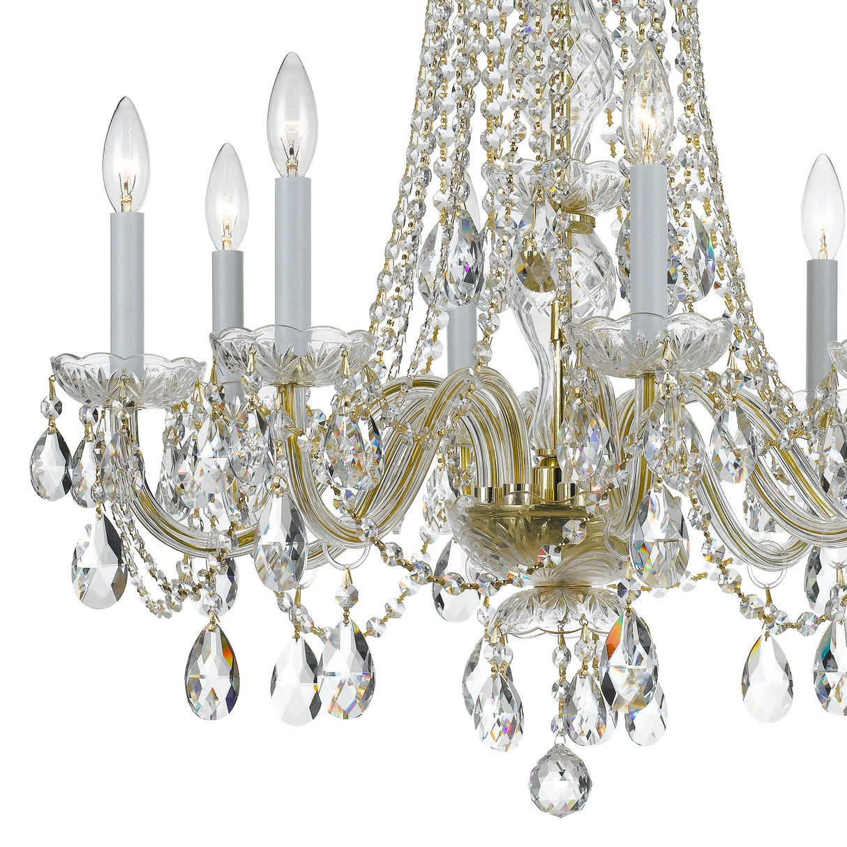 Crystorama Traditional Crystal 8 Light Swarovski Strass Crystal Polished Brass Chandelier