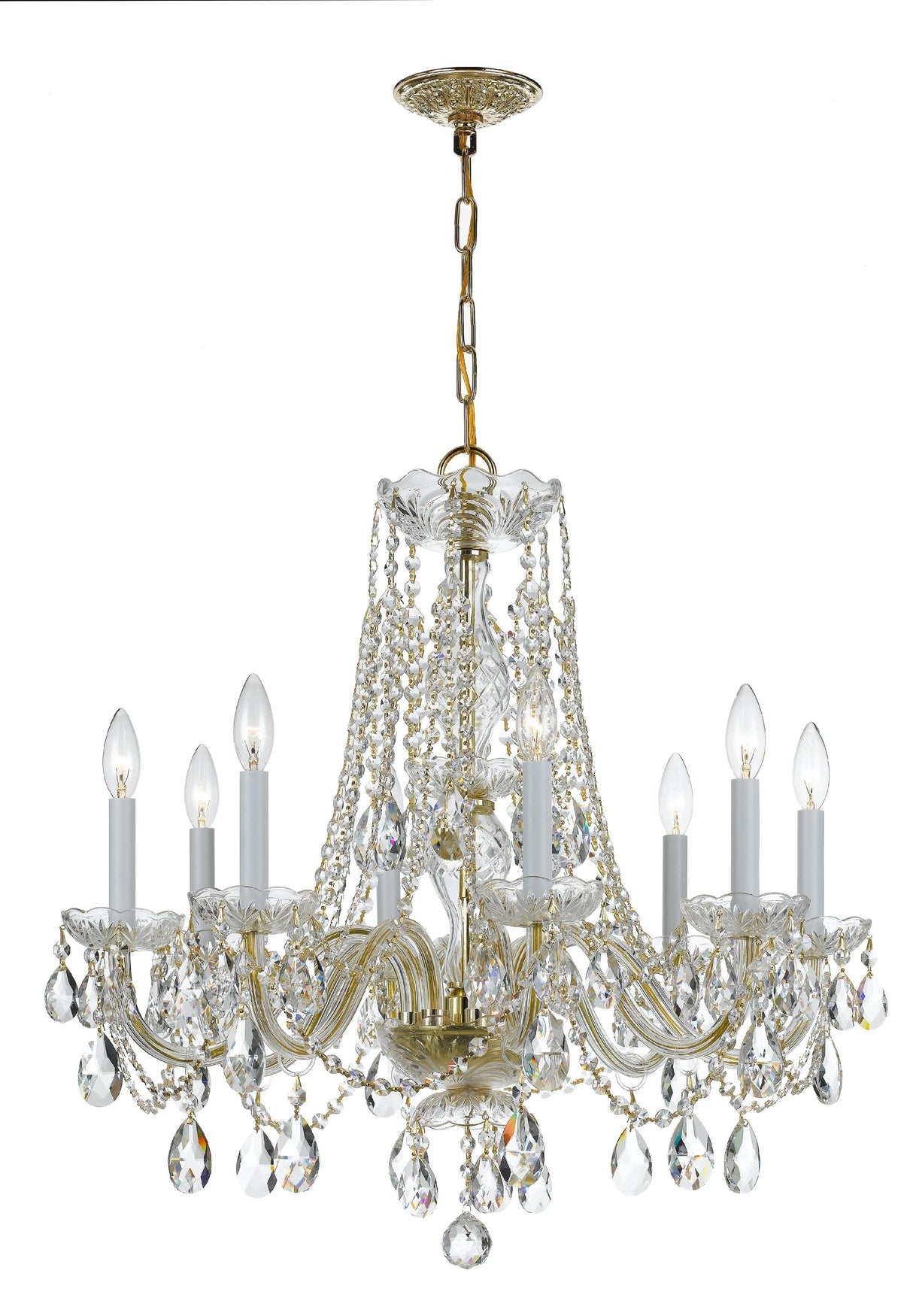 Crystorama Traditional Crystal 8 Light Spectra Crystal Polished Brass Chandelier