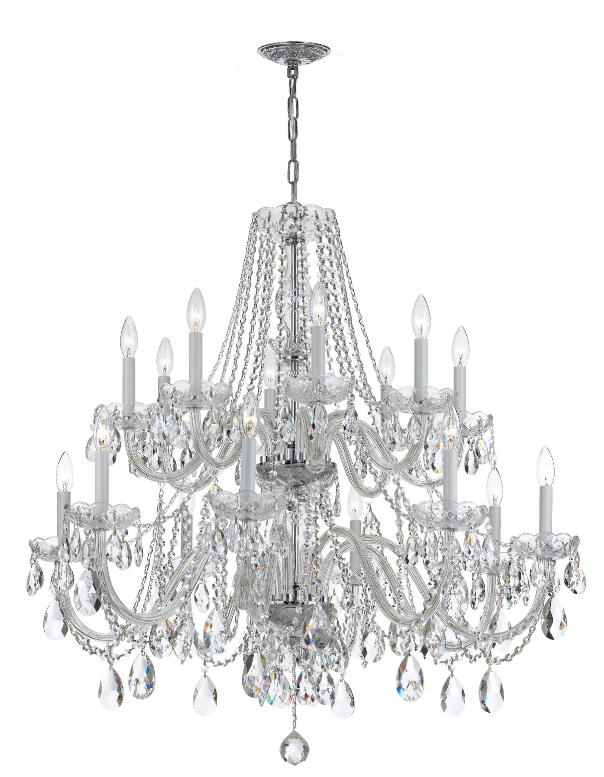 Crystorama Traditional Crystal 16 Light Hand Cut Crystal Polished Chrome Chandelier