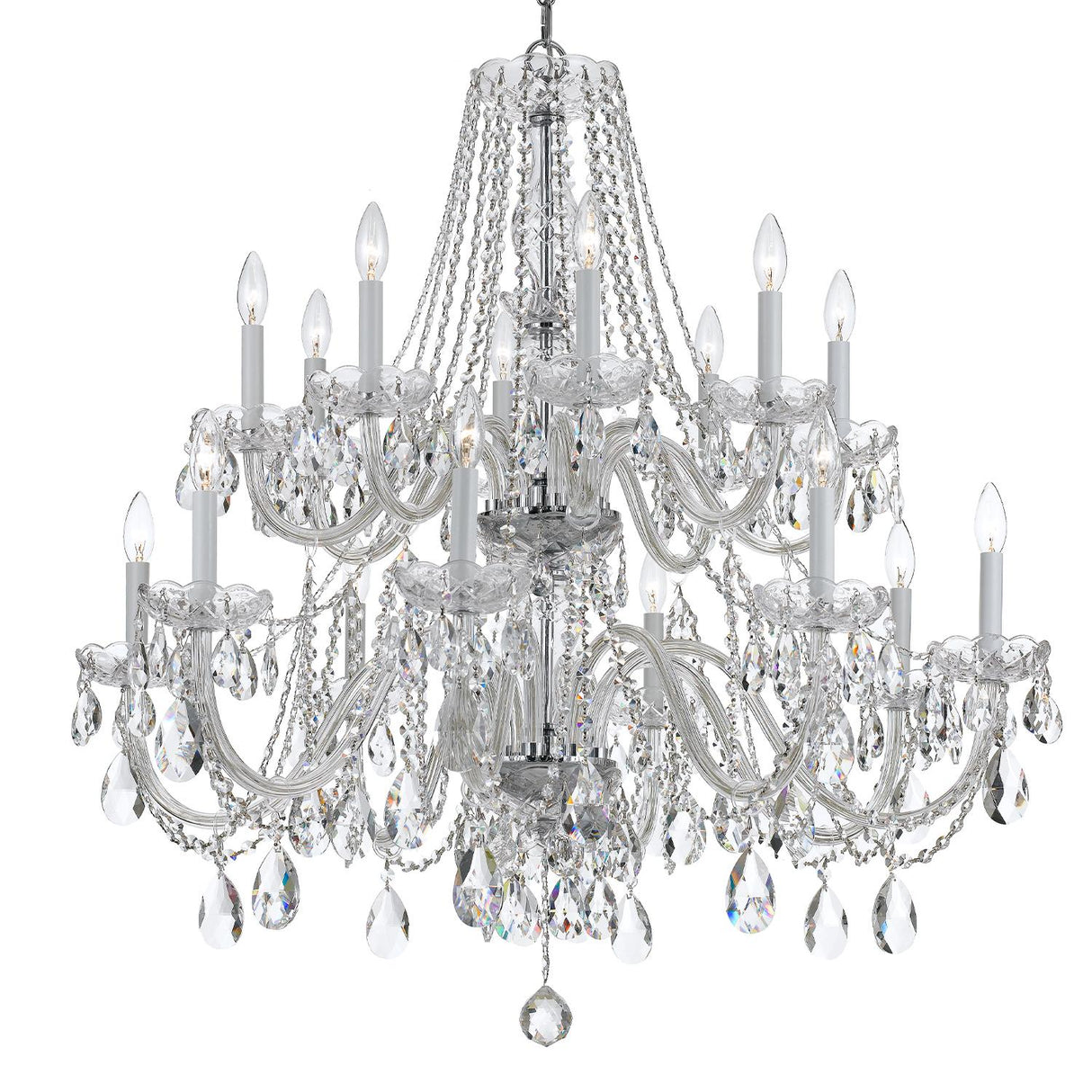 Crystorama Traditional Crystal 16 Light Hand Cut Crystal Polished Chrome Chandelier