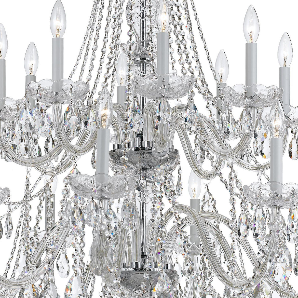 Crystorama Traditional Crystal 16 Light Hand Cut Crystal Polished Chrome Chandelier
