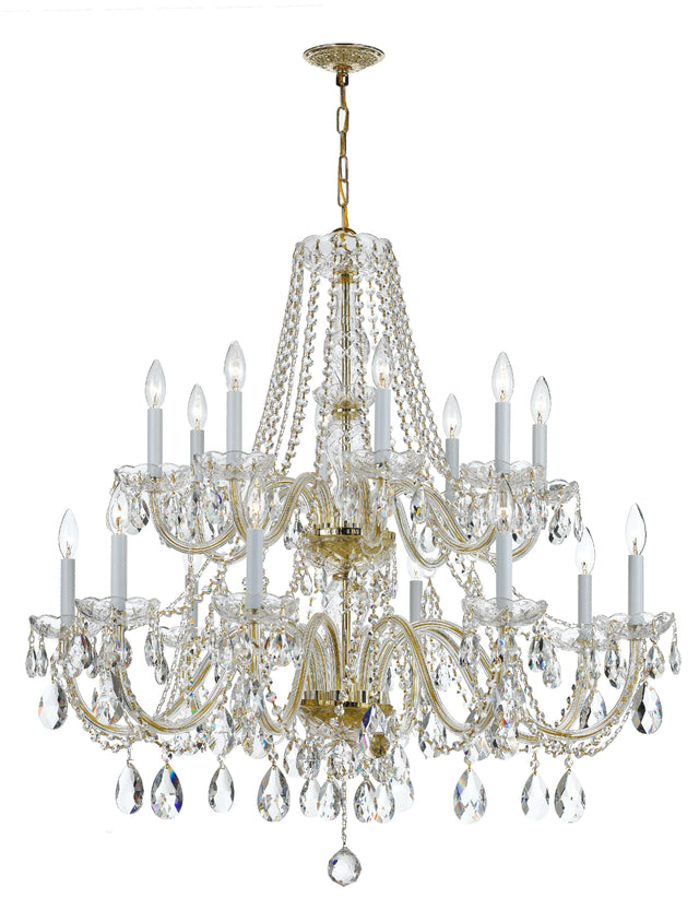 Crystorama Traditional Crystal 16 Light Hand Cut Crystal Polished Brass Chandelier