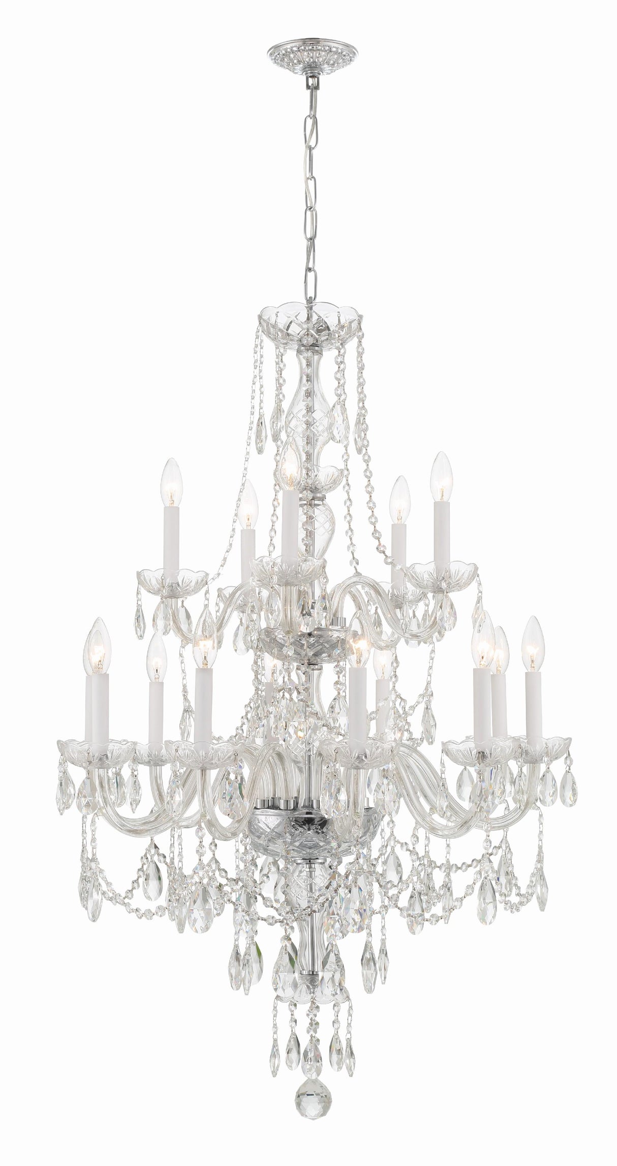 Crystorama Traditional Crystal 15 Light Hand Cut Crystal Polished Chrome Chandelier