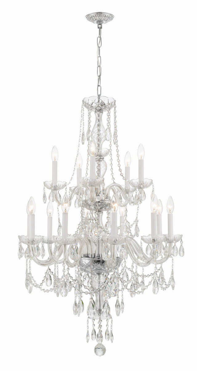 Crystorama Traditional Crystal 15 Light Hand Cut Crystal Polished Chrome Chandelier