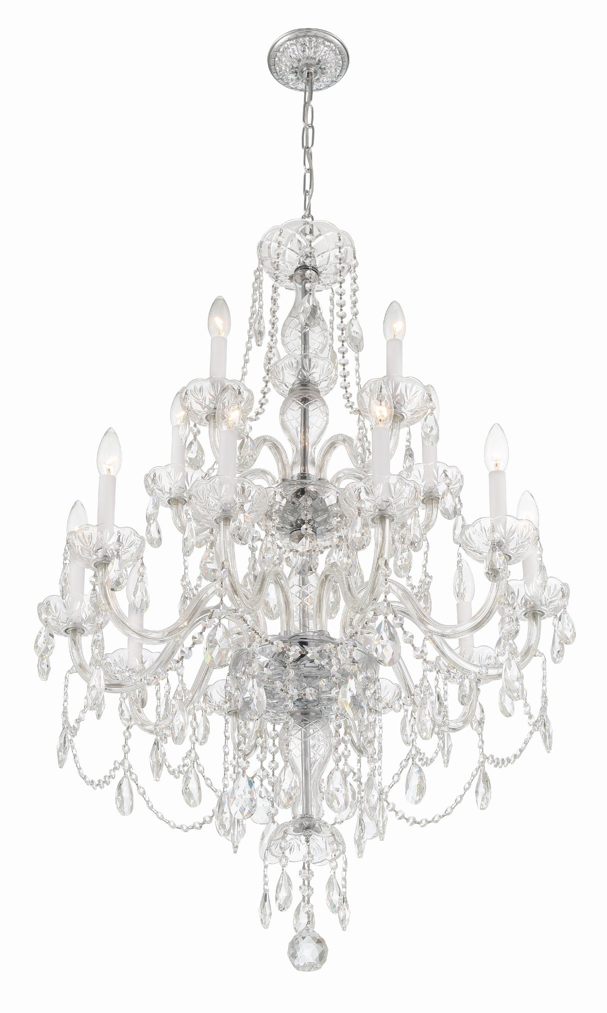 Crystorama Traditional Crystal 15 Light Hand Cut Crystal Polished Chrome Chandelier