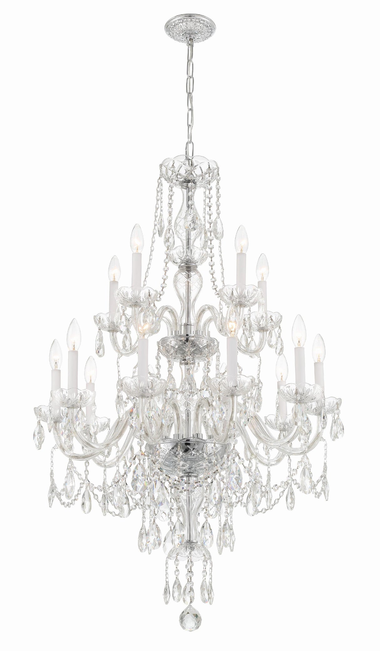 Crystorama Traditional Crystal 15 Light Hand Cut Crystal Polished Chrome Chandelier