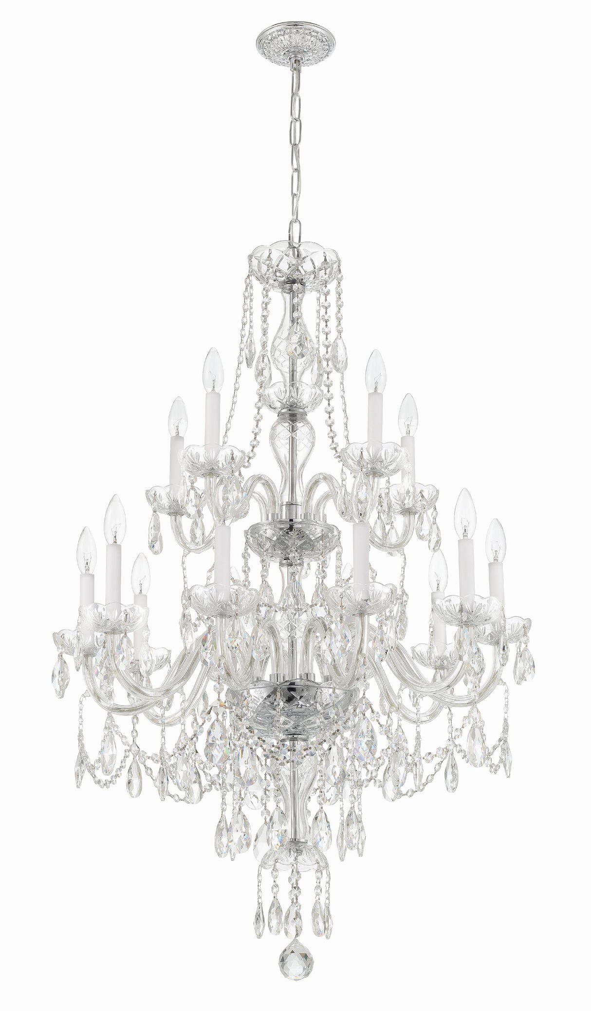 Crystorama Traditional Crystal 15 Light Hand Cut Crystal Polished Chrome Chandelier