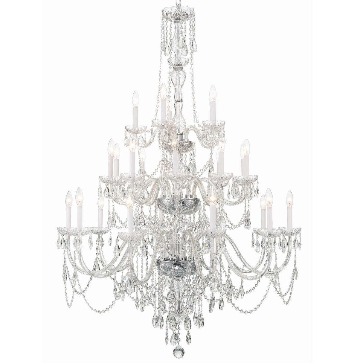 Crystorama Traditional Crystal 25 Light Hand Cut Crystal Polished Chrome Chandelier