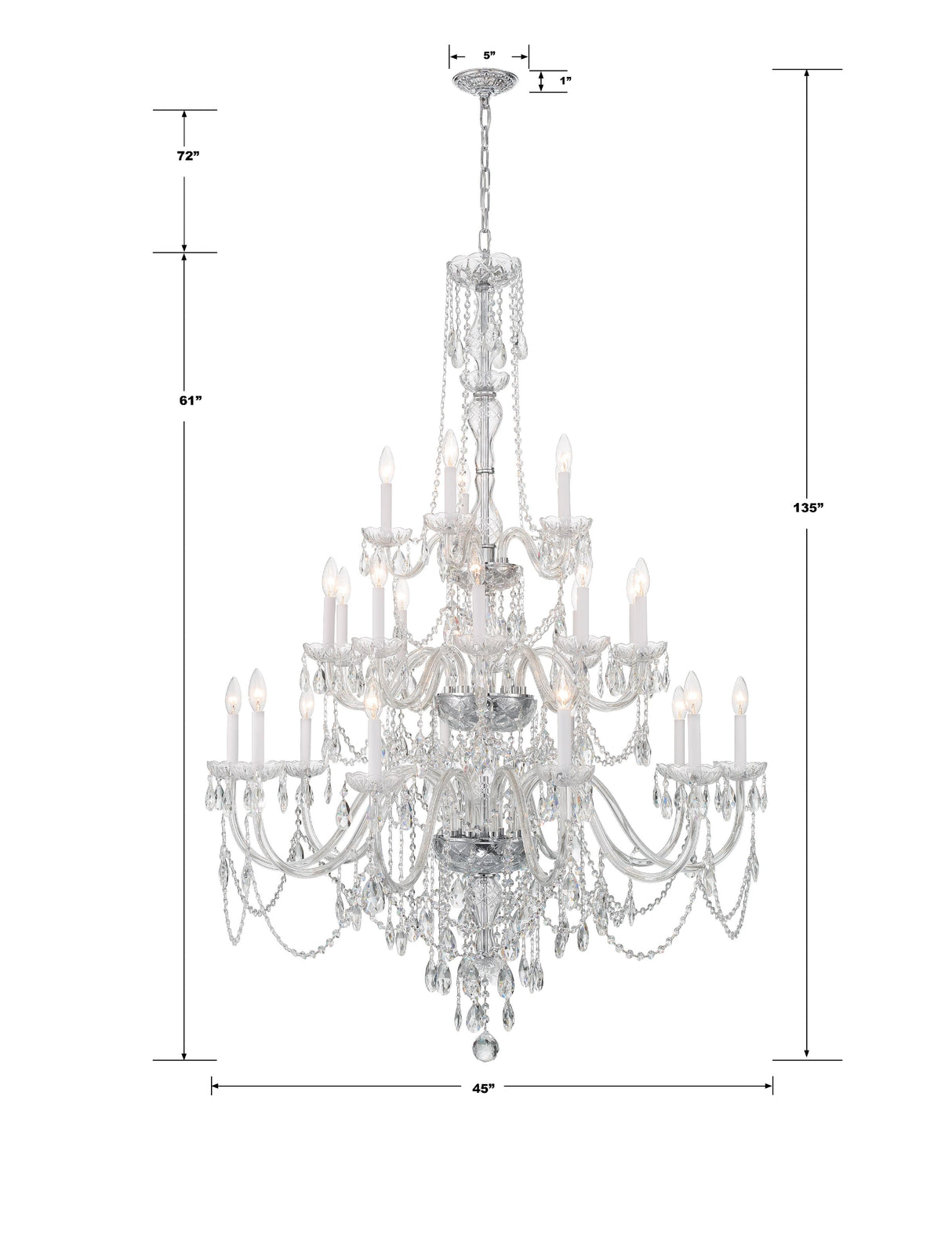 Crystorama Traditional Crystal 25 Light Hand Cut Crystal Polished Chrome Chandelier