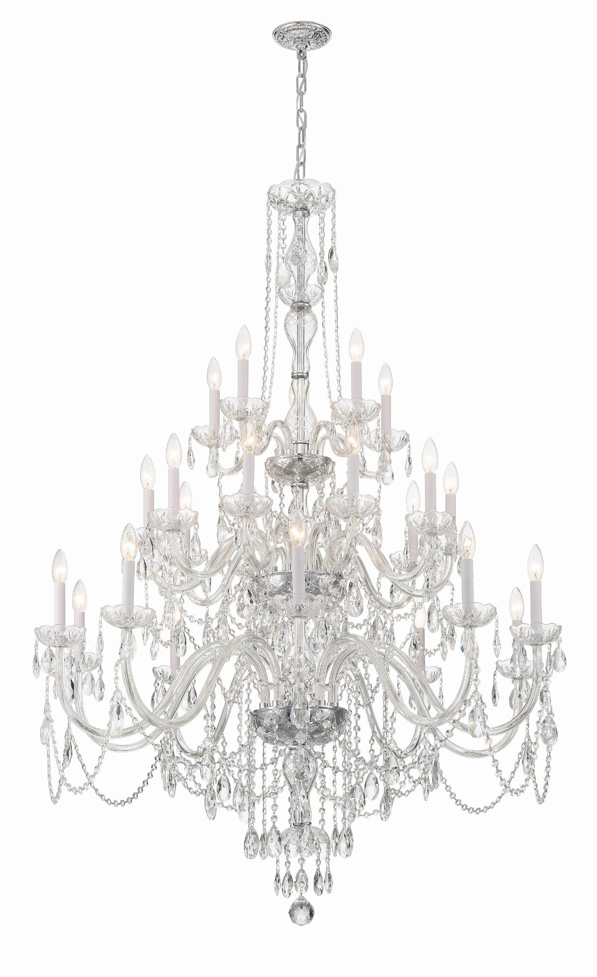 Crystorama Traditional Crystal 25 Light Hand Cut Crystal Polished Chrome Chandelier