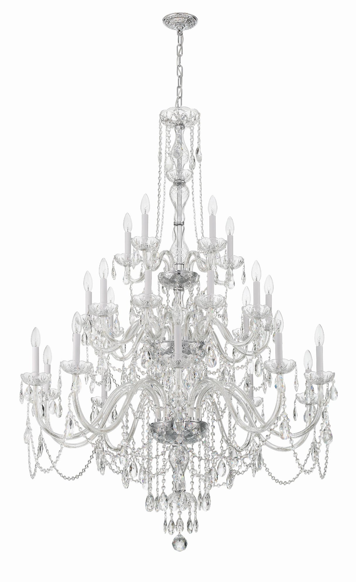 Crystorama Traditional Crystal 25 Light Hand Cut Crystal Polished Chrome Chandelier