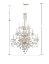 Crystorama Traditional Crystal 25 Light Hand Cut Crystal Polished Brass Chandelier