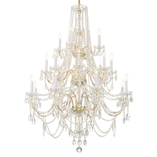 Crystorama Traditional Crystal 20 Light Hand Cut Crystal Polished Brass Chandelier