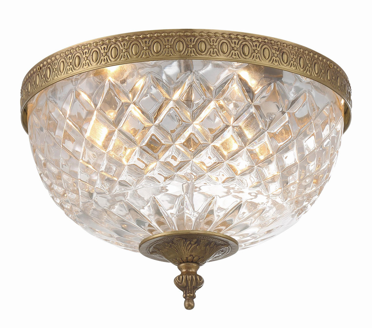 Crystorama Crystorama 2 Light Olde Brass Crystal Flush Mount