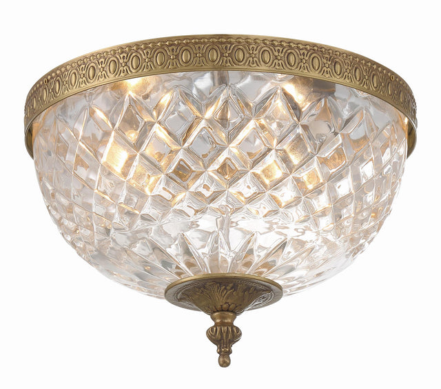 Crystorama Crystorama 2 Light Olde Brass Crystal Flush Mount