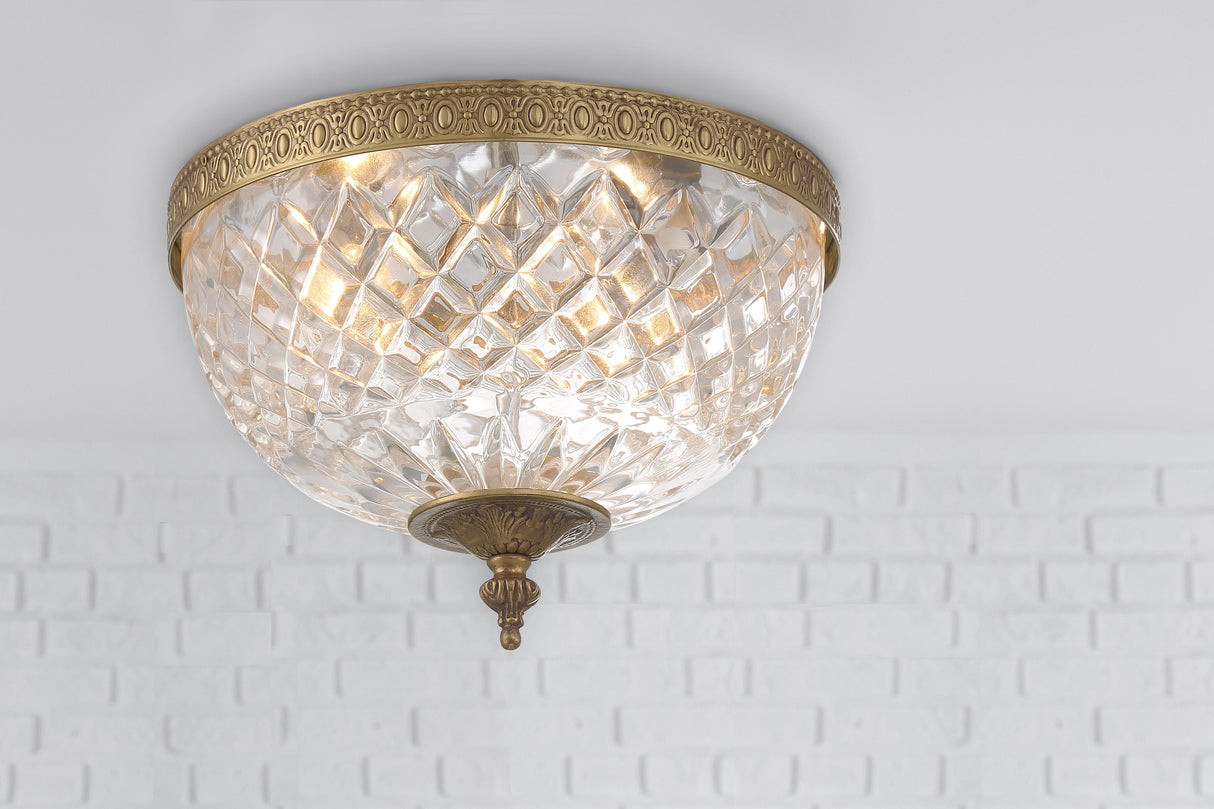 Crystorama Crystorama 2 Light Olde Brass Crystal Flush Mount