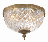 Crystorama Crystorama 3 Light Olde Brass Crystal Flush Mount
