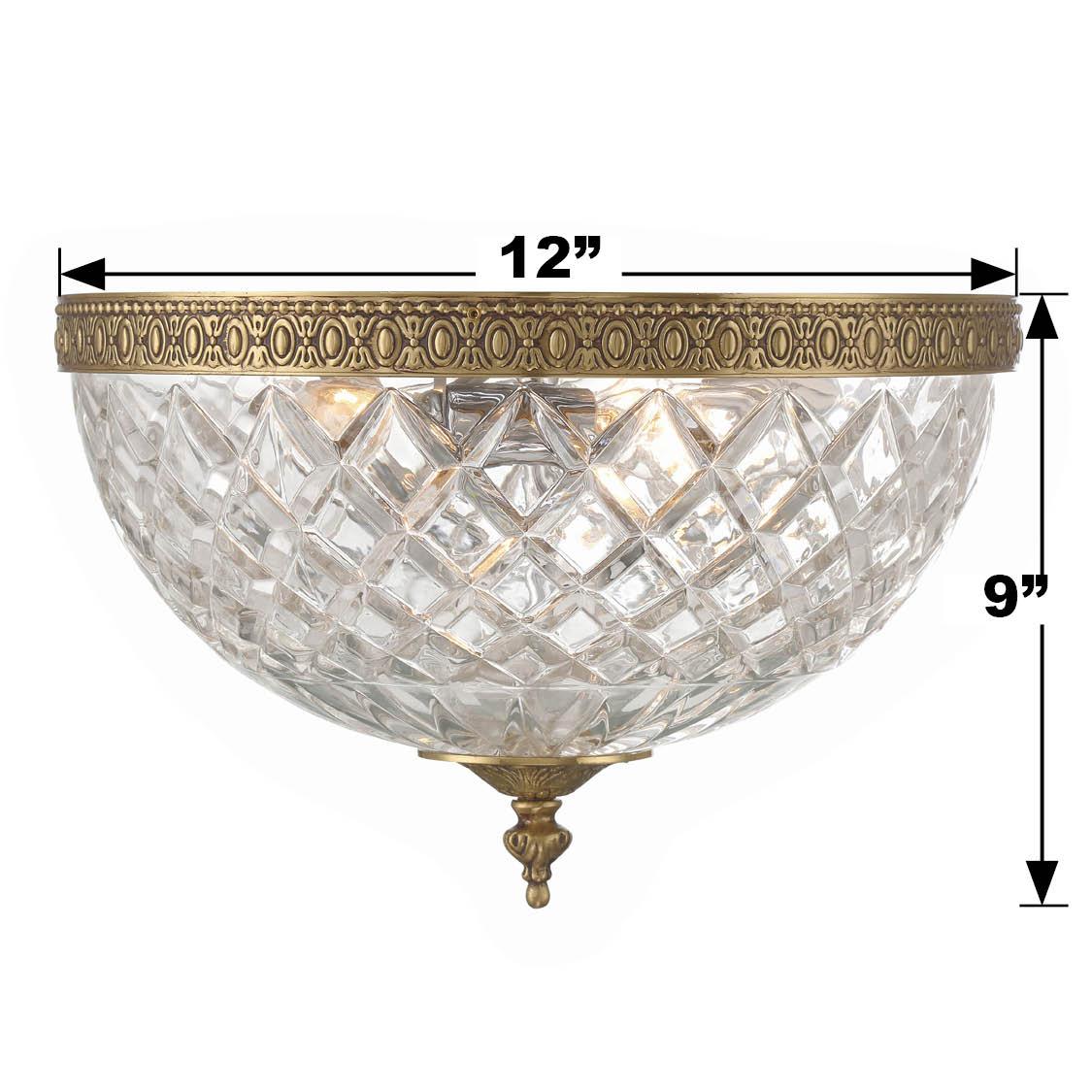 Crystorama Crystorama 3 Light Olde Brass Crystal Flush Mount