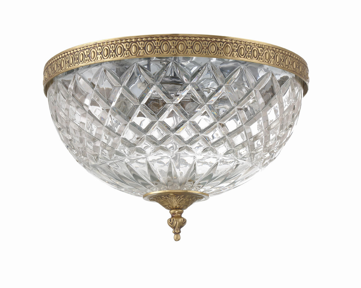 Crystorama Crystorama 3 Light Olde Brass Crystal Flush Mount
