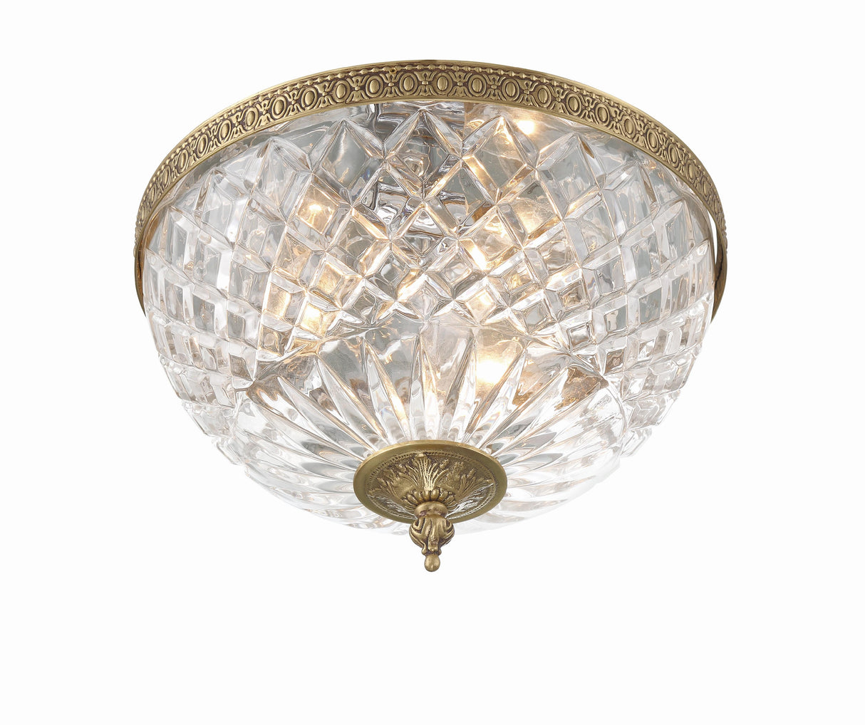 Crystorama Crystorama 3 Light Olde Brass Crystal Flush Mount