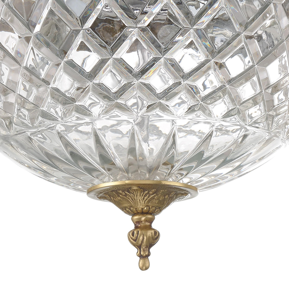 Crystorama Crystorama 3 Light Olde Brass Crystal Flush Mount