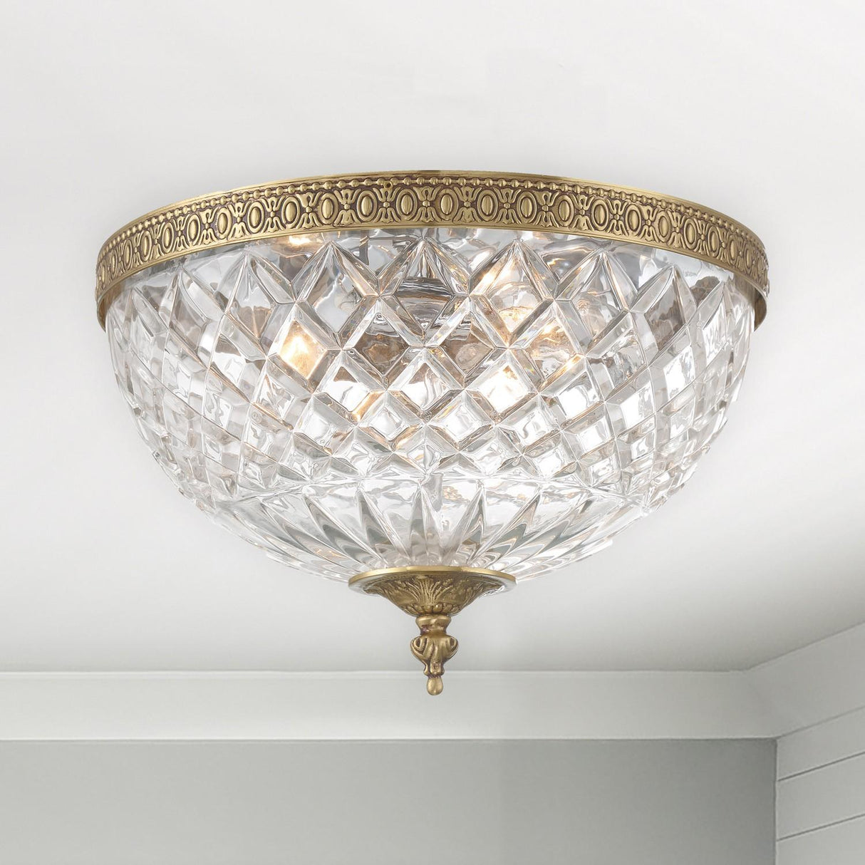 Crystorama Crystorama 3 Light Olde Brass Crystal Flush Mount
