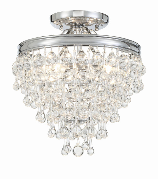 Crystorama Calypso 3 Light Crystal Teardrop Polished Chrome Semi Flush Mount