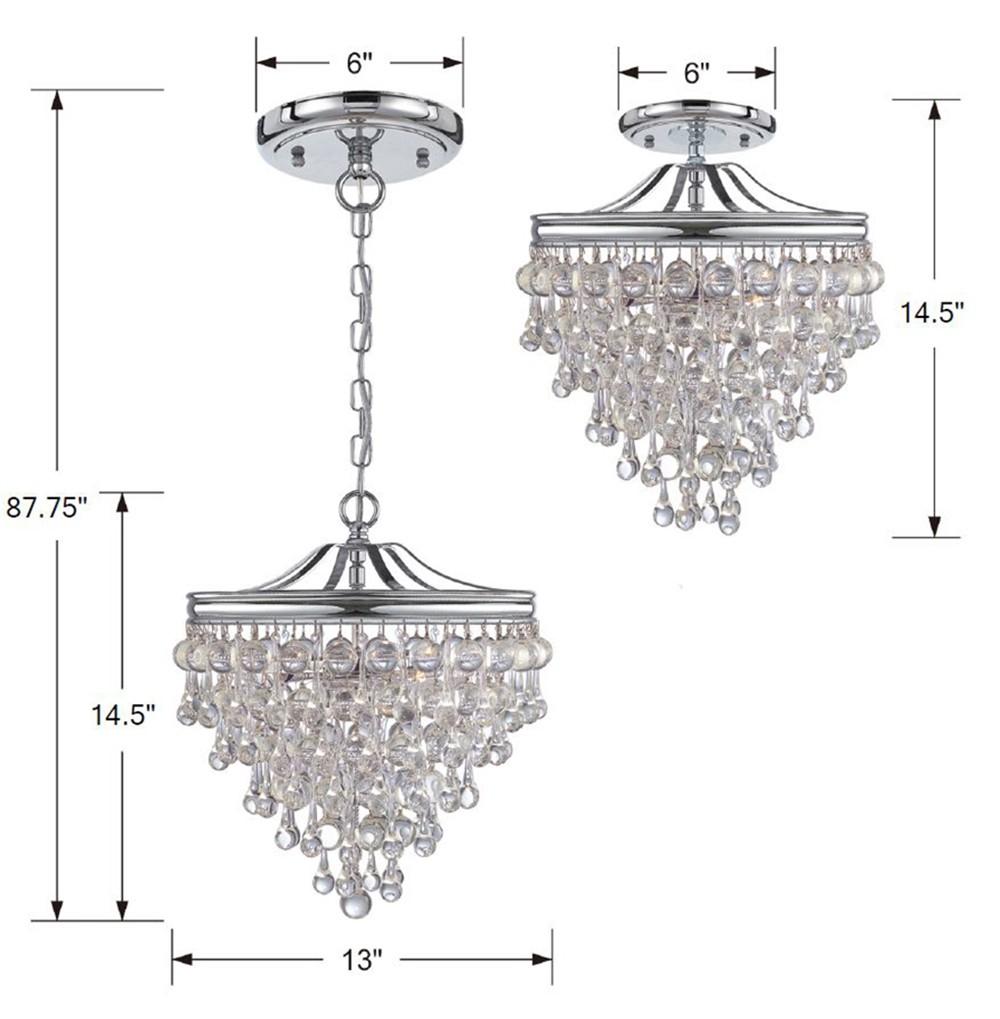 Crystorama Calypso 3 Light Crystal Teardrop Polished Chrome Semi Flush Mount