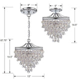 Crystorama Calypso 3 Light Crystal Teardrop Polished Chrome Semi Flush Mount