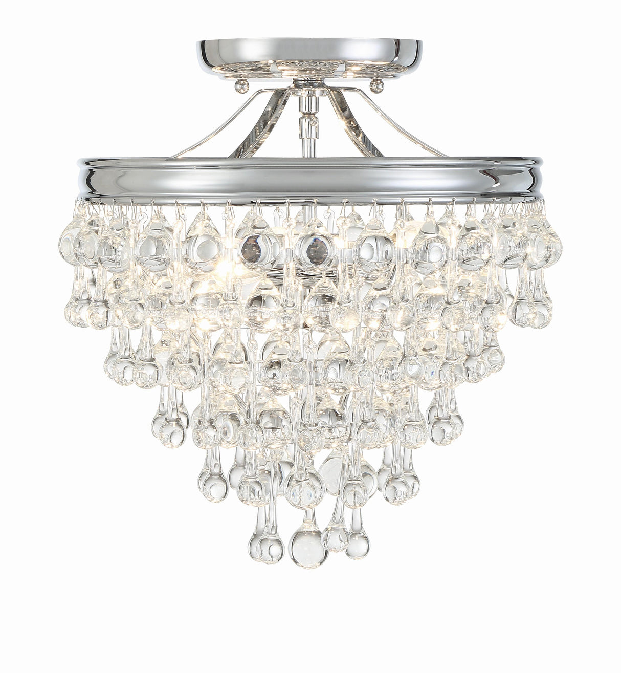 Crystorama Calypso 3 Light Crystal Teardrop Polished Chrome Semi Flush Mount