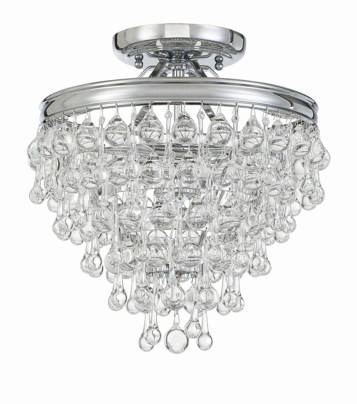 Crystorama Calypso 3 Light Crystal Teardrop Polished Chrome Semi Flush Mount