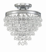 Crystorama Calypso 3 Light Crystal Teardrop Polished Chrome Semi Flush Mount