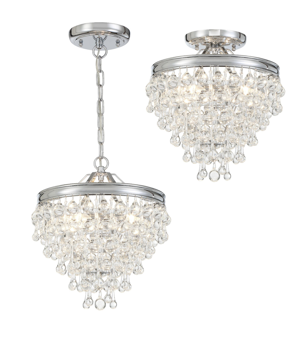 Crystorama Calypso 3 Light Crystal Teardrop Polished Chrome Semi Flush Mount