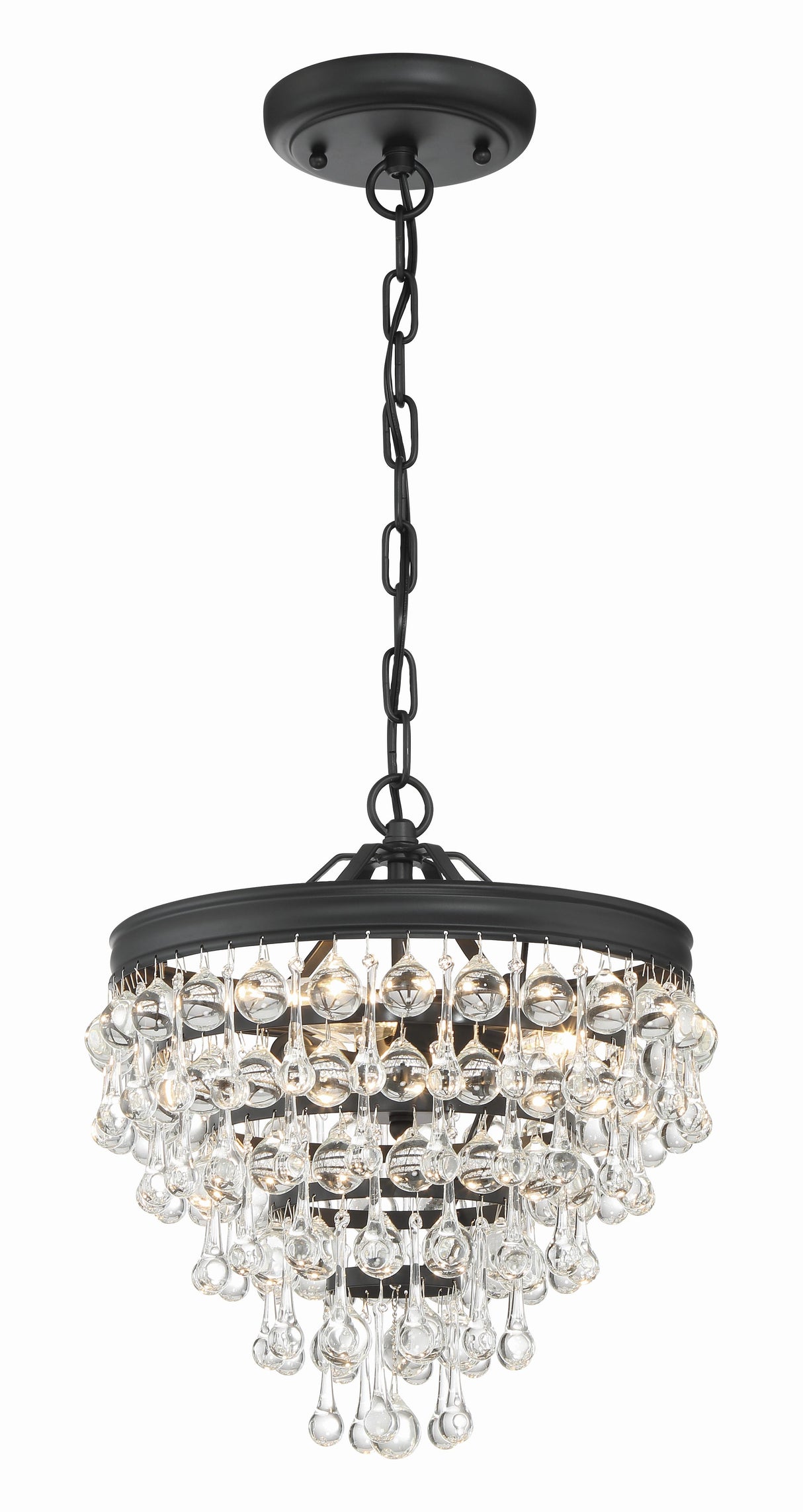 Crystorama Calypso 3 Light Matte Black Pendant