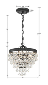 Crystorama Calypso 3 Light Matte Black Pendant