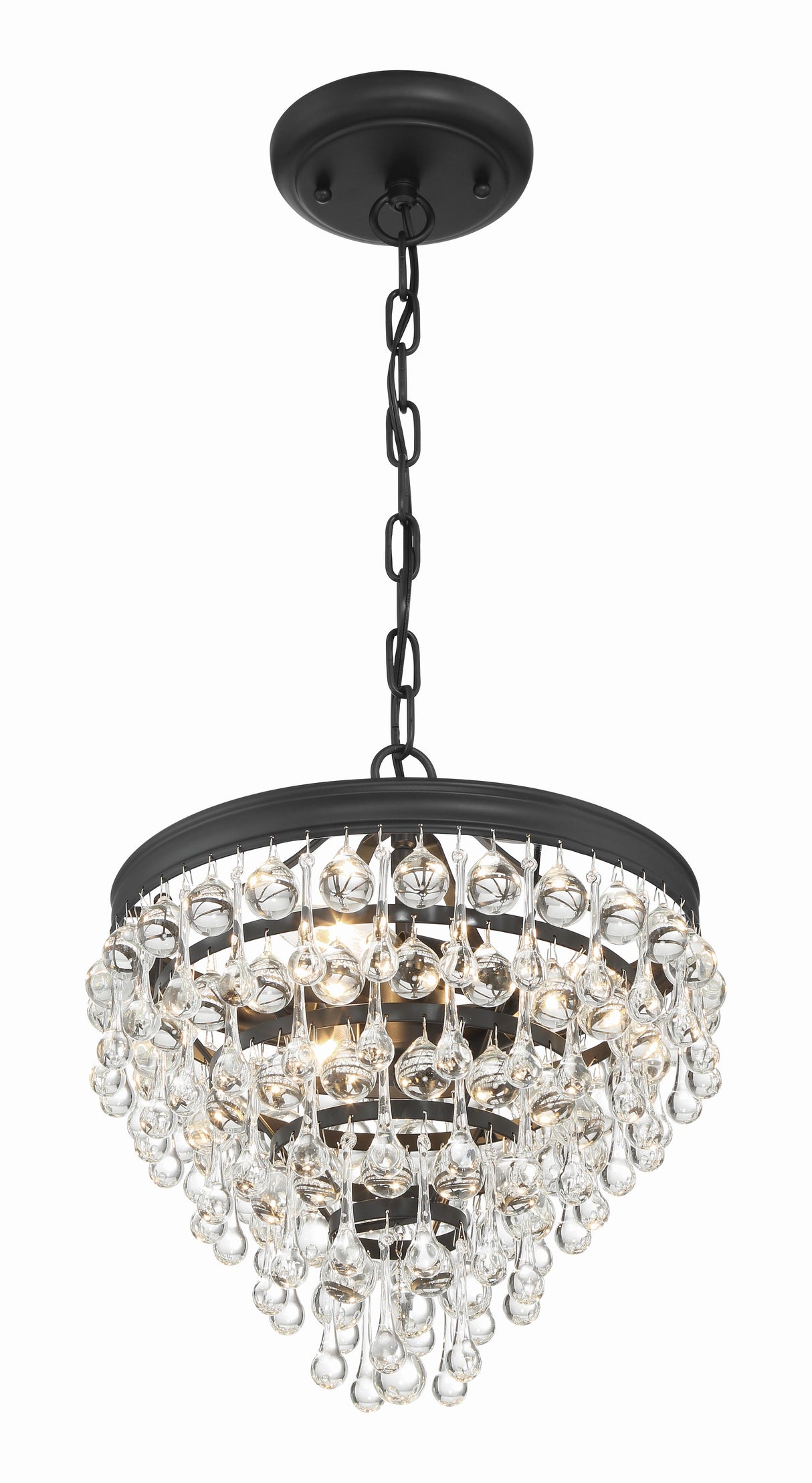 Crystorama Calypso 3 Light Matte Black Pendant