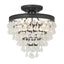 Crystorama Calypso 3 Light Crystal Teardrop Matte Black Semi Flush Mount