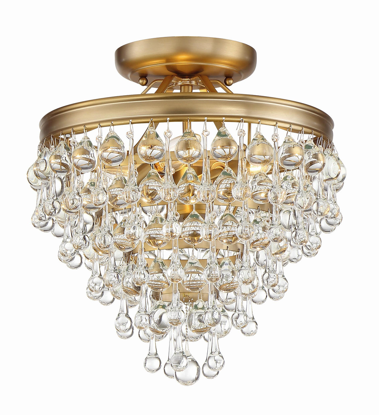 Crystorama Calypso 3 Light Crystal Teardrop Vibrant Gold Semi Flush Mount