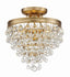 Crystorama Calypso 3 Light Crystal Teardrop Vibrant Gold Semi Flush Mount