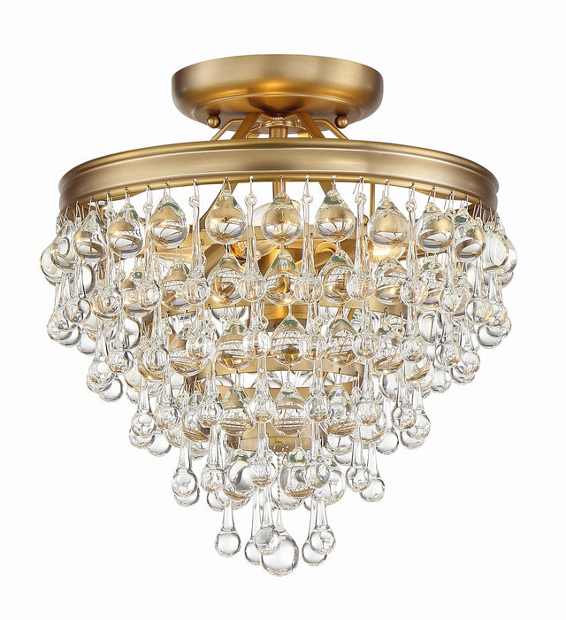 Crystorama Calypso 3 Light Crystal Teardrop Vibrant Gold Semi Flush Mount
