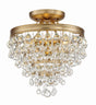 Crystorama Calypso 3 Light Crystal Teardrop Vibrant Gold Semi Flush Mount