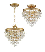 Crystorama Calypso 3 Light Crystal Teardrop Vibrant Gold Semi Flush Mount