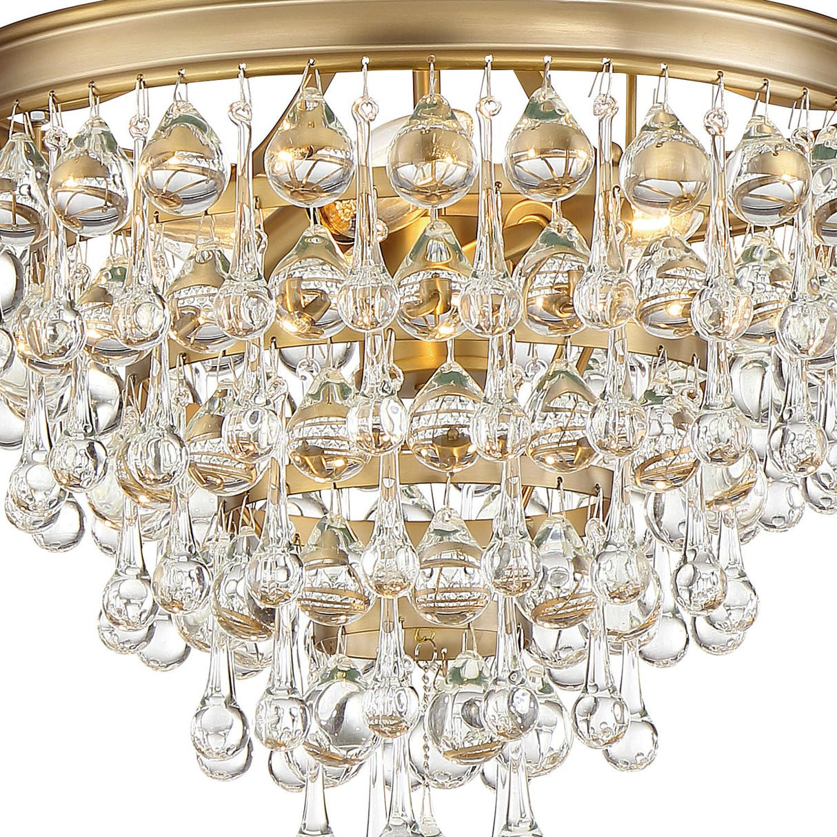Crystorama Calypso 3 Light Crystal Teardrop Vibrant Gold Semi Flush Mount