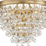 Crystorama Calypso 3 Light Crystal Teardrop Vibrant Gold Semi Flush Mount