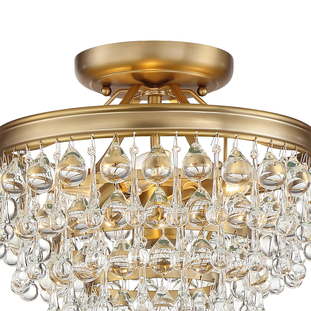 Crystorama Calypso 3 Light Crystal Teardrop Vibrant Gold Semi Flush Mount